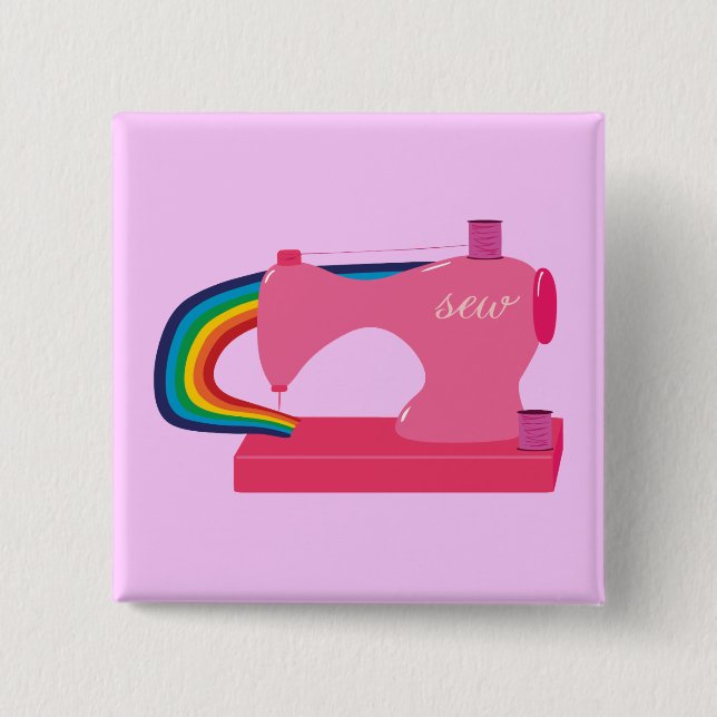 Sewing Rainbows 2 Inch Square Button (Front)