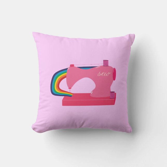 Sewing Rainbows Throw Pillow (Front)