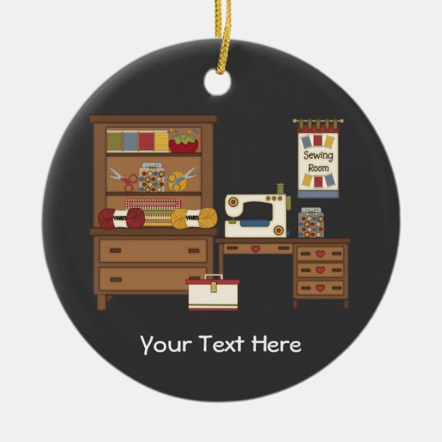 Sewing Room 1 (customizable) Ceramic Ornament (Front)