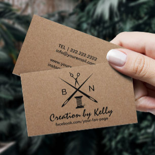 Sewing Seamstress Dressermaker Rustic Kraft Business Card