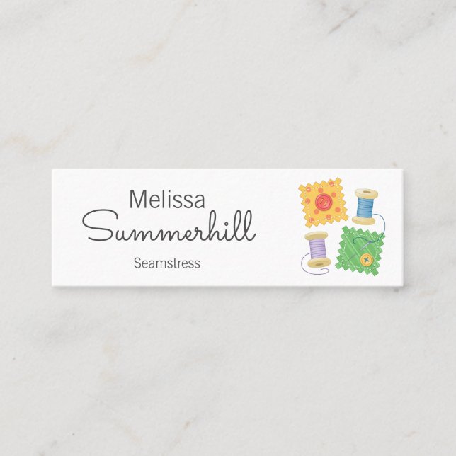 Sewing, Seamstress, Dressmaker Mini Business Card (Front)