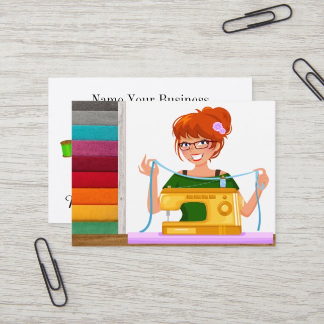 Sewing / Seamstress / Fashion Business Card (Front/Back In Situ)