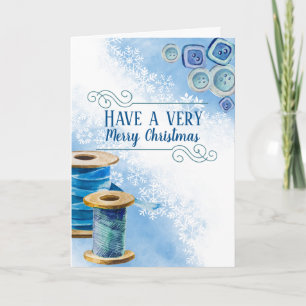 Sewing seamstress homemade gifts thread buttons holiday card