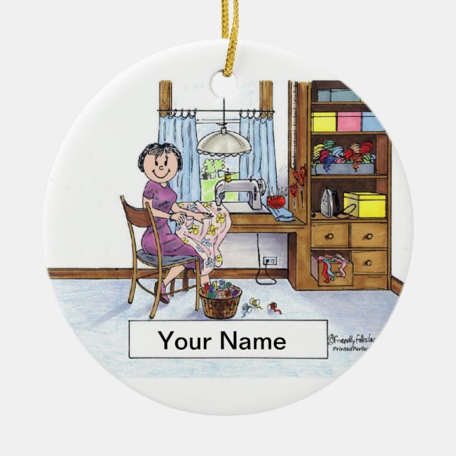 Sewing, Seamstress, Quilter Ceramic Ornament (Front)