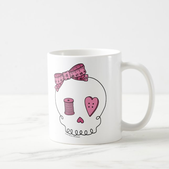 Sewing Skull (Pink) Coffee Mug (Right)