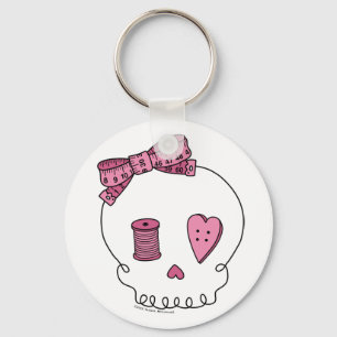 Sewing Skull (Pink) Keychain
