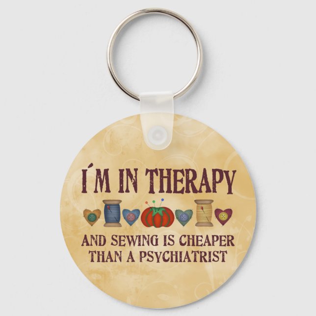 Sewing Therapy Keychain (Front)