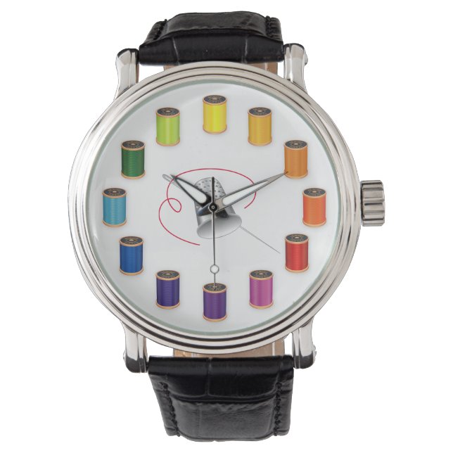 Sewing, Thimble, Needle and Thread Watch (Front)