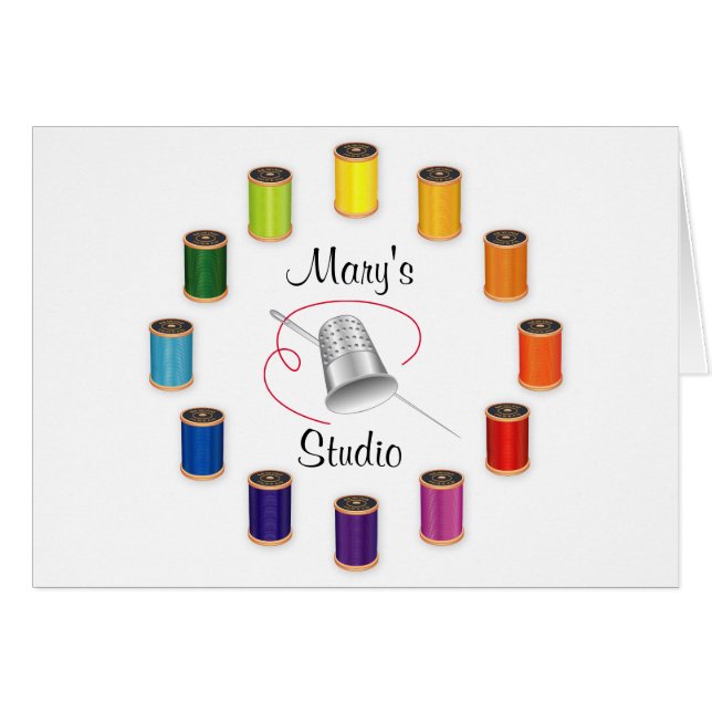 Sewing Thimble, Needle and Threads (Front Horizontal)