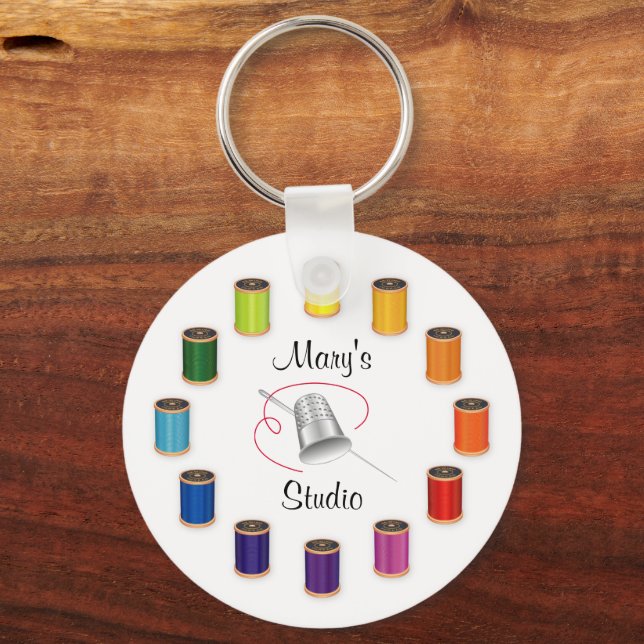 Sewing Thimble, Needle and Threads Keychain (Front)