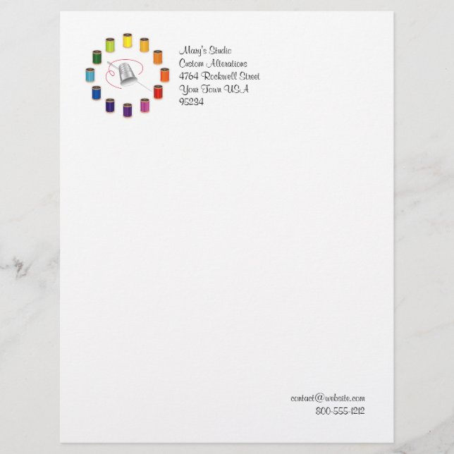 Sewing Thimble, Needle and Threads Letterhead (Front)