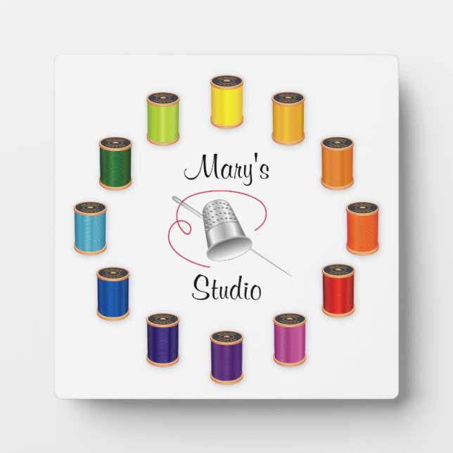 Sewing Thimble, Needle and Threads Plaque (Front)