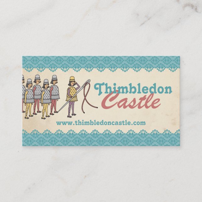 Sewing thimble needle thread army seamstress card (Front)