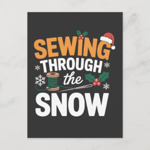 Sewing Through the Snow Funny Christmas Quilt Postcard