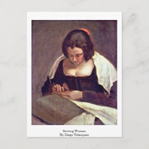 Sewing Woman By Diego Velazquez Postcard