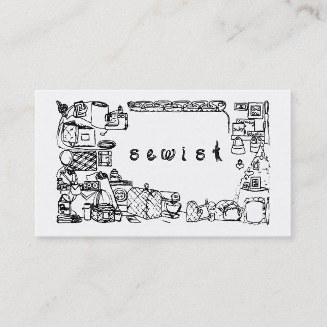 sewist fabric business card FabricatedFrames.com (Front)