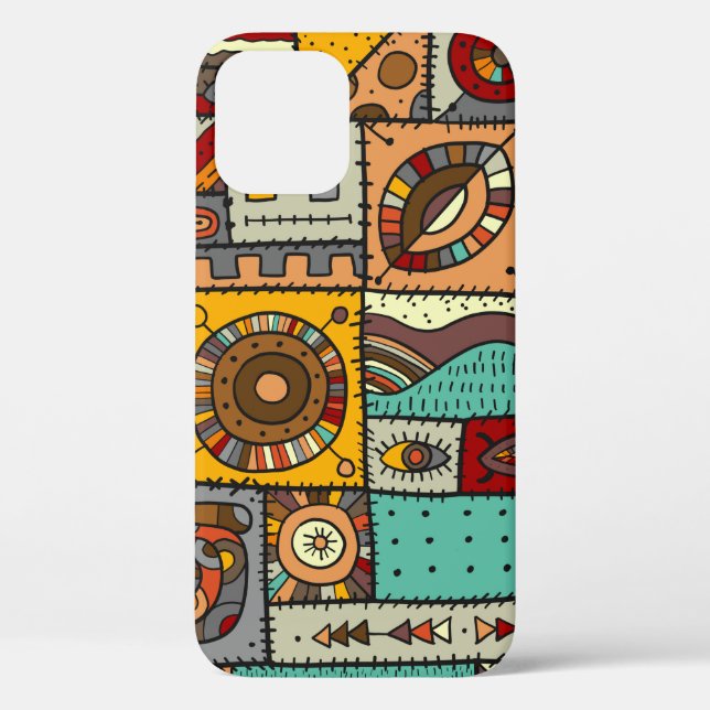 Sewn pieces of fabric in a patchwork style. Ethnic Case-Mate iPhone Case (Back)