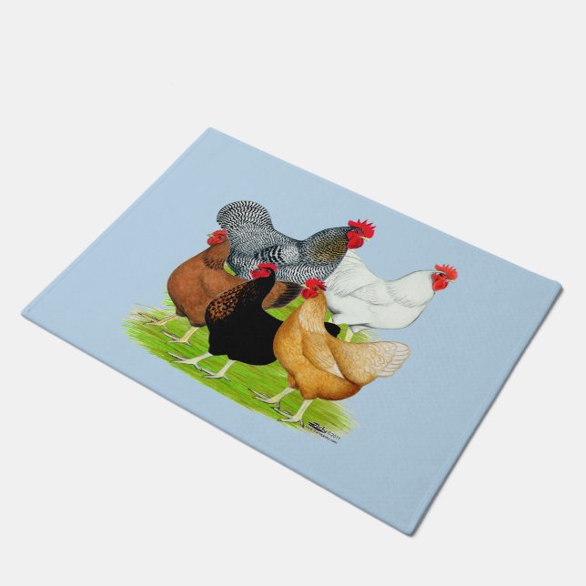 Sex-linked Chickens Quintet Doormat (Angled)