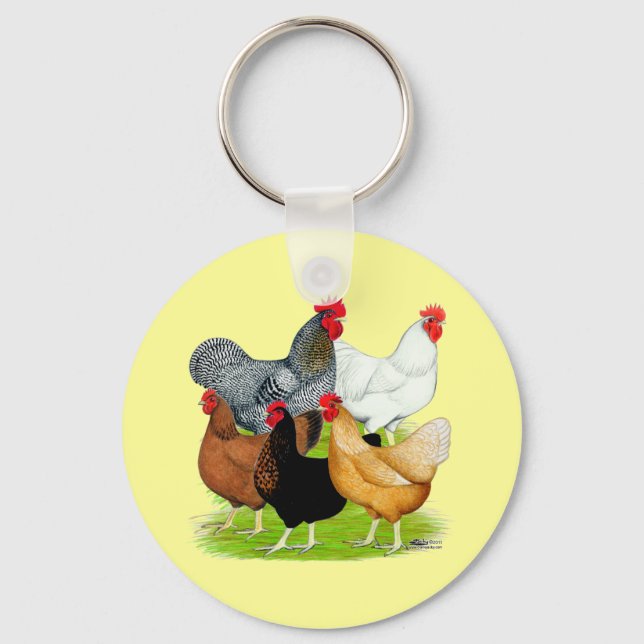 Sex-linked Chickens Quintet Keychain (Front)