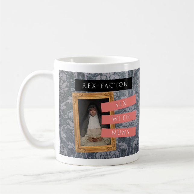'Sex with Nuns' mug, Patterned Coffee Mug (Left)