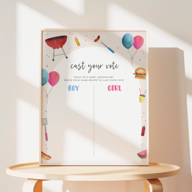 Sexe Reveal BabyQ Bureau de vote affiche (Gender Reveal Voting Board)
