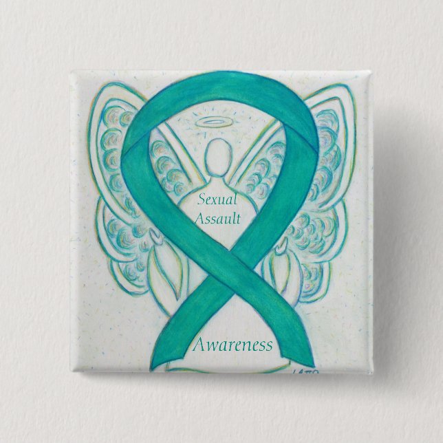 Sexual Assault Awareness Angel Ribbon Pin (Front)