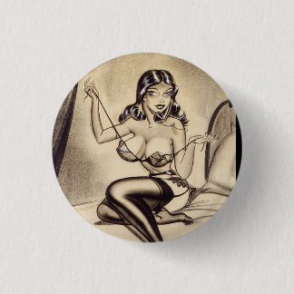 SEXY and BEAUTIFUL Pin Up Girl comic button