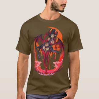 Sexy Anime Devil Black Girl Afro Fire Flames Japan T-Shirt