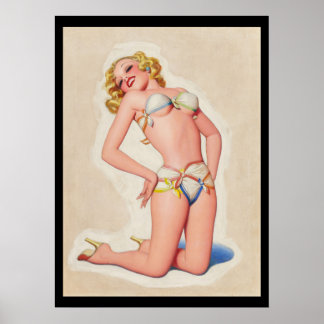 Sexy blonde ! Vintage Pin up girl art poster