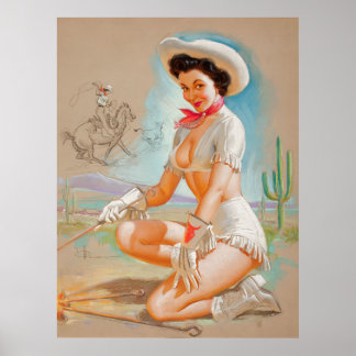 Sexy Cowgirl Vintage pin up poster