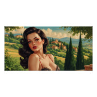 Sexy Italian Pin-up in Tuscany Poster