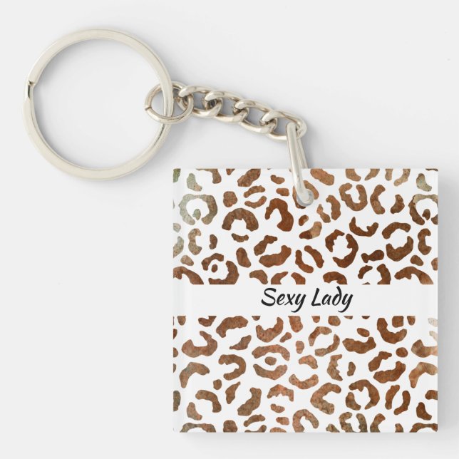 Sexy Lady Big Cat Print Abstract Keychain (Front)