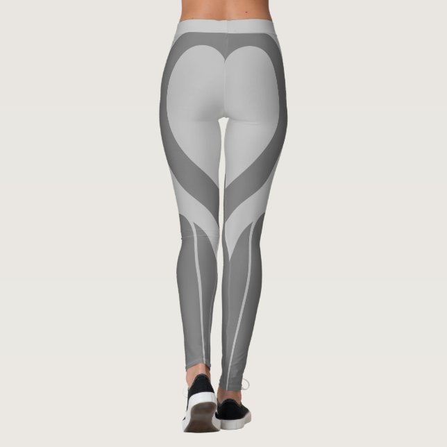 Sexy Light Grey Heart Butt Gym Activewear Leggings (Back)