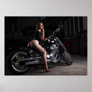 Sexy model on Motorcycle Poster