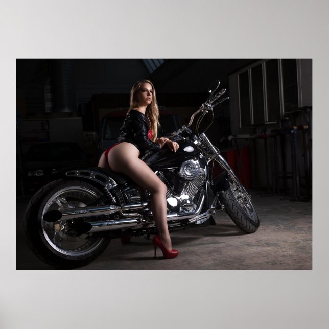Sexy model on Motorcycle  Poster (Front)