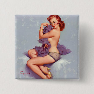 Sexy pinup girl 2 inch square button