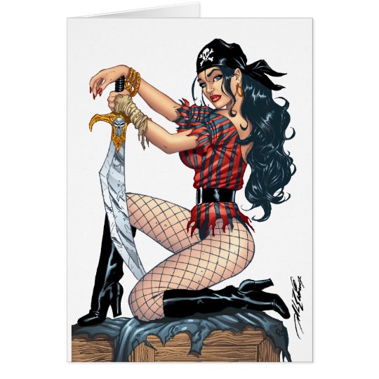 Sexy Pirate Pin-up Girl Customizable by Al Rio Card