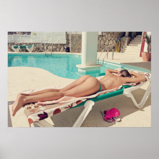 Sexy rear view bikini girl poster