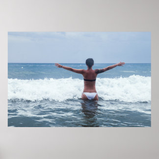 Sexy rear view bikini girl poster