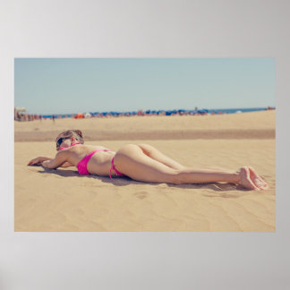 Sexy rear view bikini girl poster