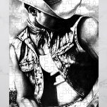 Sexy Rugged Cowboy Puzzle & Beautiful Gift Box<br><div class="desc">PUZZLE Jigsaw Puzzle 11 x 14 Fine Art Drawing of a tough rugged COWBOY bracing from the dust, printed onto the Jigsaw Puzzle, Jigsaw Puzzle arrives in Beautiful Gift Box. Own this beautiful Fine Art Charcoal Drawing of a handsome Cowboy looking over his shoulder, printed on the Jigsaw Puzzle NOW!...</div>