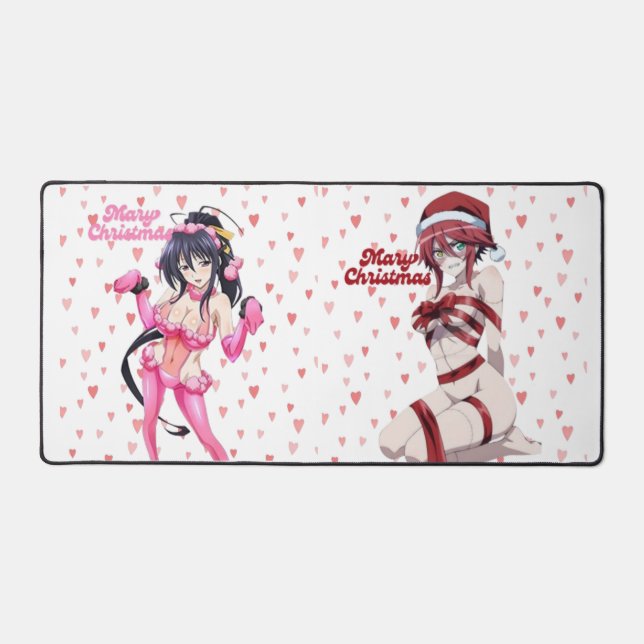Sexy Santa Marry Cristmas Pink Heart Anime Diva Desk Mat (Front)