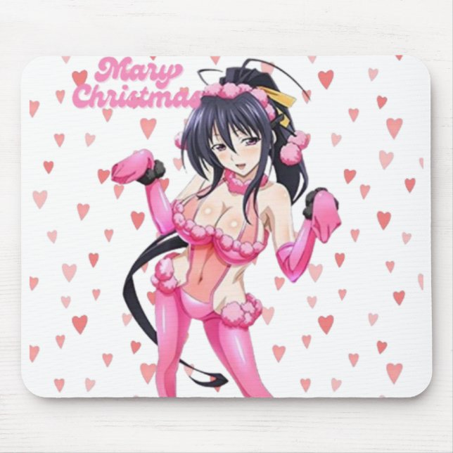 Sexy Santa Marry Cristmas Pink Heart Anime Diva Mouse Pad (Front)