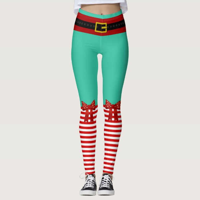 Sexy Santa's helper leggings, Christmas Elf, Gnome Leggings (Front)