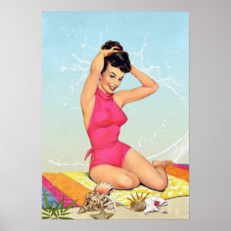 Sexy Vintage Pin up girl art poster