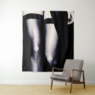 Sexy walking, perfect girl in stockings, hot art tapestry