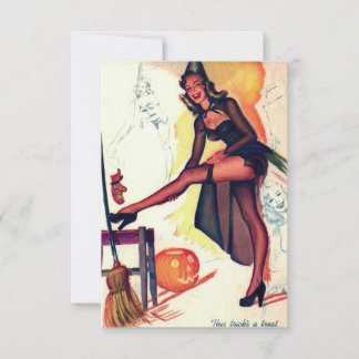 Sexy Witch Vintage Halloween Response Card