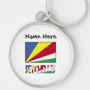 Seychelles and Seychellois Flag with Your Name Keychain