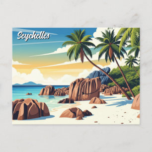 Seychelles Anse Source d'Argent Beach Travel Postcard