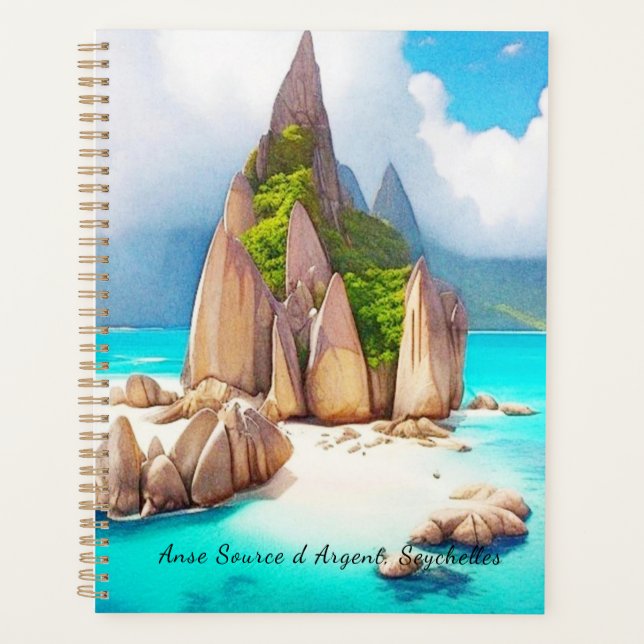 Seychelles Beach Art Ocean Lover Planner (Front)
